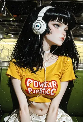 Melancholic Commuter Listening to Music