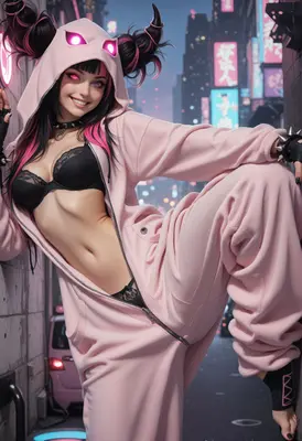 Pink Hoodie Punk City Girl