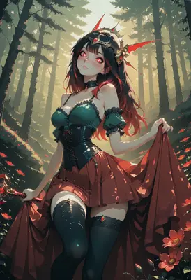 Demon Princess in a Sunlit Forest