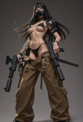 Tactical Cyberpunk Mercenary with Dual Weapons