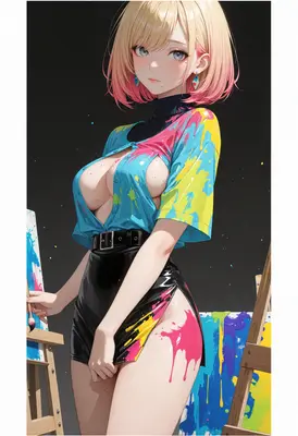 Artist Splattered in Vibrant Colors
