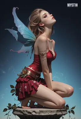 Ethereal Fairy Perched on Stone