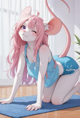 Cute Pink Haired Mouse Girl