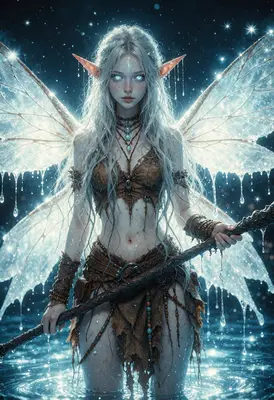Ethereal Forest Elf in Moonlit Water