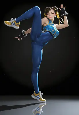 Chun-Li Performing a High Kick