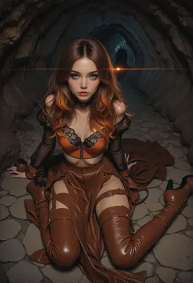 Mysterious Explorer in the Dark Cave