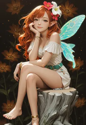 Enchanted Forest Fairy Resting Gracefully