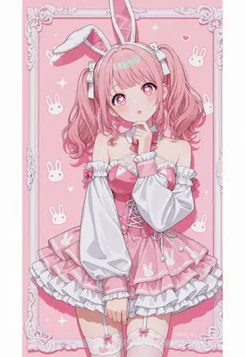 Sweet Pink Bunny Girl Portrait