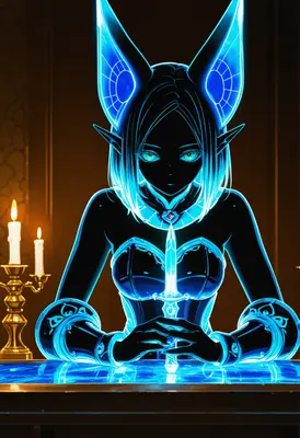 Neon Elven Guardian with Glowing Dagger
