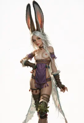 Ethereal Bunny Warrior in Tribal Attire