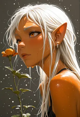 Ethereal Elf With A Golden Rose