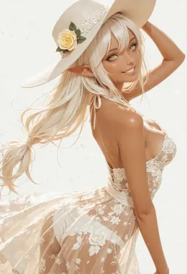 Radiant Elf in Floral Summer Attire