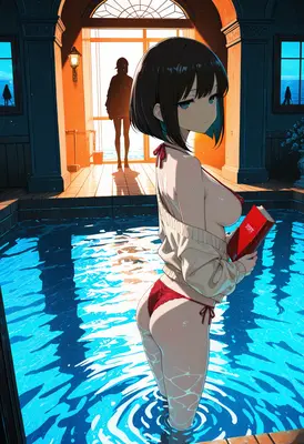 Quiet Reading by the Indoor Pool