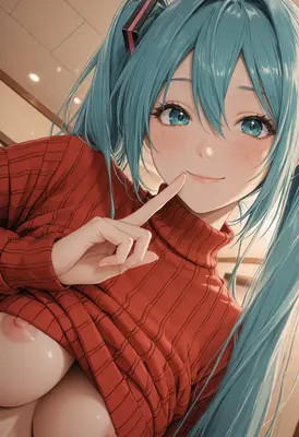 Teasing Blue Haired Anime Girl