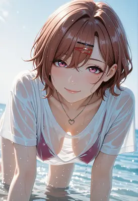 Summer Radiance in Wet T-shirt