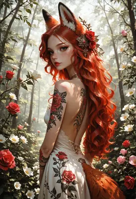 Fox Spirit Among The Roses