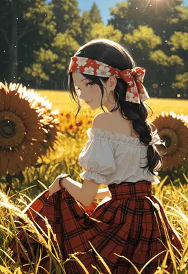 Sun-Kissed Beauty in Sunflower Field