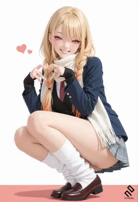 Cheerful Schoolgirl Making A Heart Gesture
