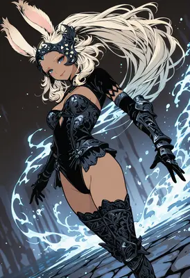 Viera Warrior in Dark Enchanted Armor