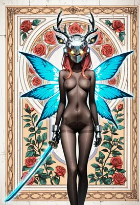Cybernetic Fairy Knight with Blue Wings
