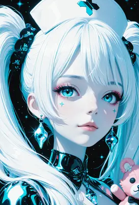 Ethereal Nurse with Sparkling Blue Eyes