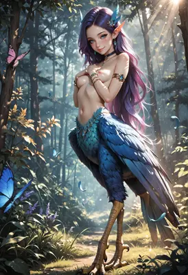 Enchanted Harpy in the Sunlit Forest