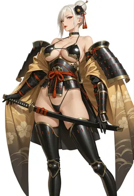 Elegant Samurai Warrior in Tactical Armor