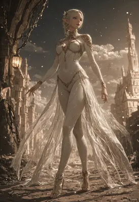 Ethereal White Elf Queen in Ruins