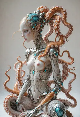Cyborg Siren with Tentacle Crown