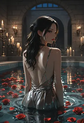 Elegant Beauty in a Rose Petal Bath