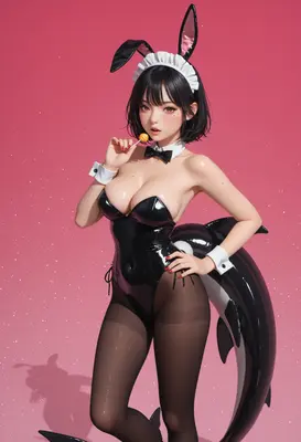 Playful Bunny Girl With Lollipop