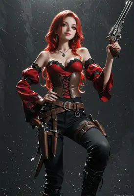 Steampunk Gunslinger with Red Hair