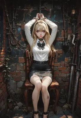 Captive Blonde in the Dark Cell