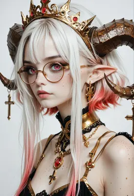 Elegant Demon Queen with Golden Crown