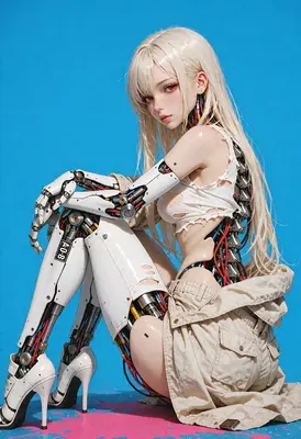 Cyborg Girl with Blonde Hair
