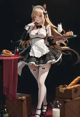 Charming Cat Maid Serving Sweet Treats