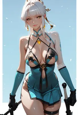 Silver Haired Warrior in Blue