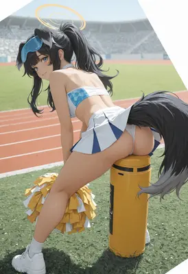 Athletic Wolf Girl Cheerleader Pose
