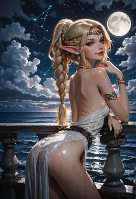 Moonlit Elf by the Sea