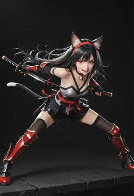 Fierce Cat Girl Samurai Warrior