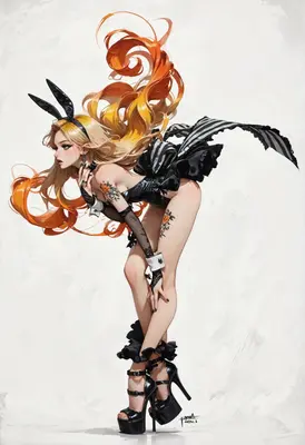 Elegant Blonde Bunny Girl with Tattoos
