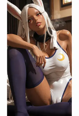 Radiant Bunny Girl Resting After Training