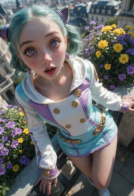 Surprised Girl with Pastel Cat Ears