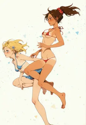 Summer Friends in Vibrant Bikinis