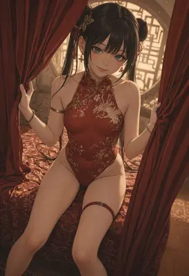 Elegant Maiden in Traditional Red Attire