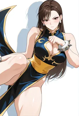 Fierce Fighter in Blue Qipao