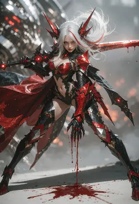Bloodstained Warrior in Crimson Armor