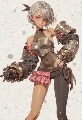 Silver Armored Warrior with Pink Ruffles