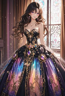 Elegant Lady in Celestial Ball Gown