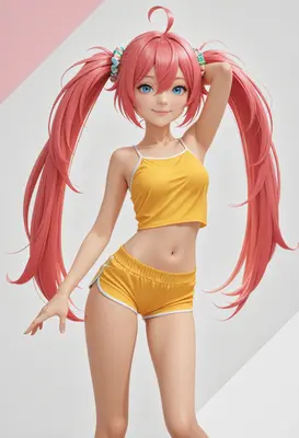 Cheerful Pink Haired Girl in Sportswear